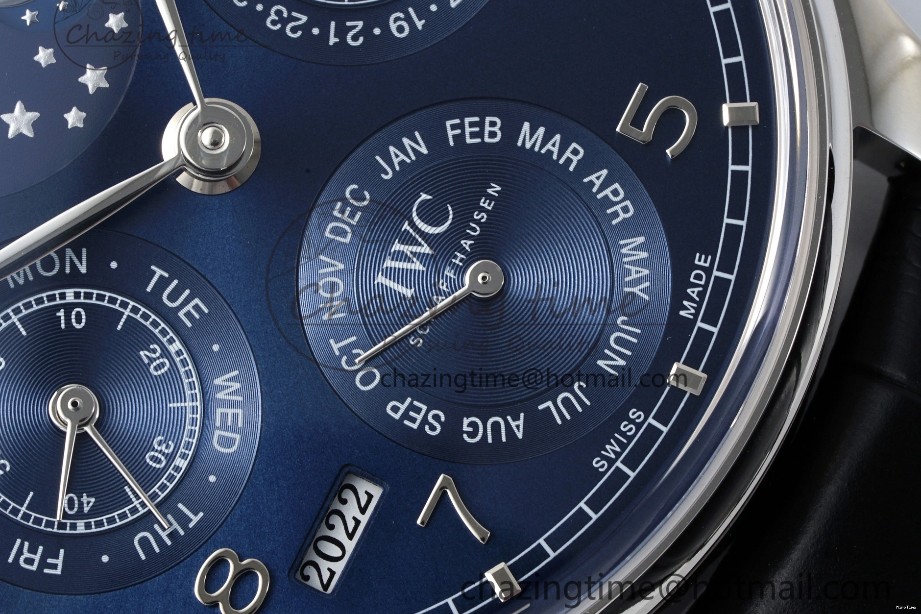 MIROTIME 0323 Bold Portugieser Perpetual Calendar SS 5033 APSF 1:1 Best Edition Blue Dial on Black Leather Strap A52610 Clone 7041